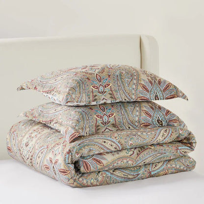 Kasey Duvet Cover Set - Coastal Paisley Duvet Set - Taupe - Quahog Bay Bedding