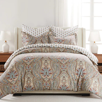Kasey Duvet Cover Set - Coastal Paisley Duvet Set - Taupe - Quahog Bay Bedding