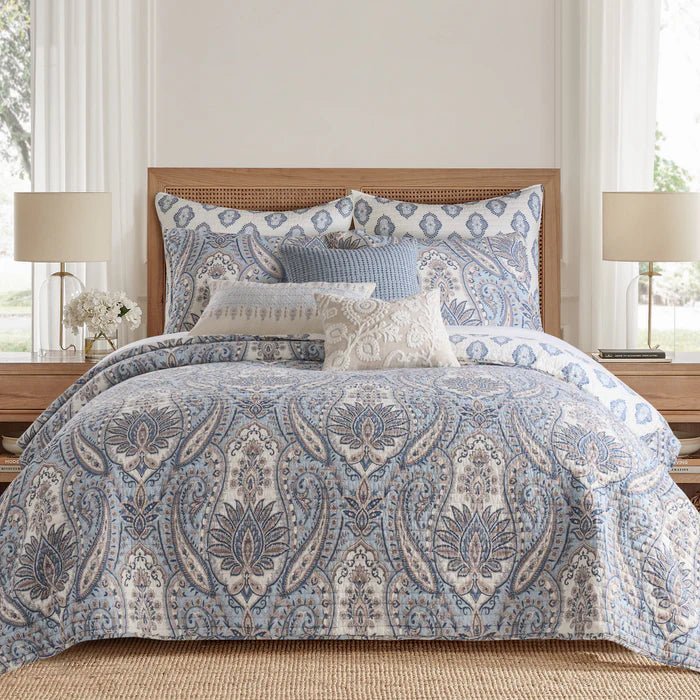 Kasey Euro Sham Set of 2 - Coastal Euro Shams - Blue - Quahog Bay Bedding