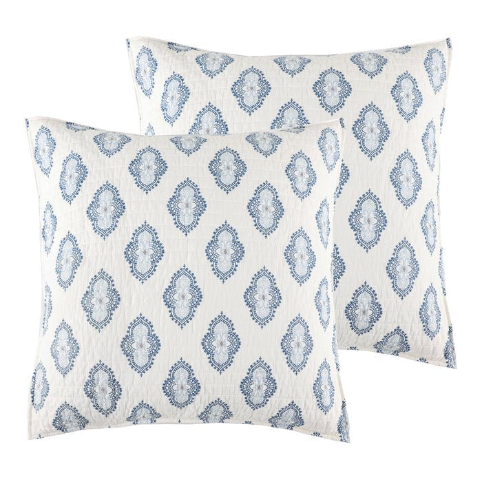 Kasey Euro Sham Set of 2 - Coastal Euro Shams - Blue - Quahog Bay Bedding
