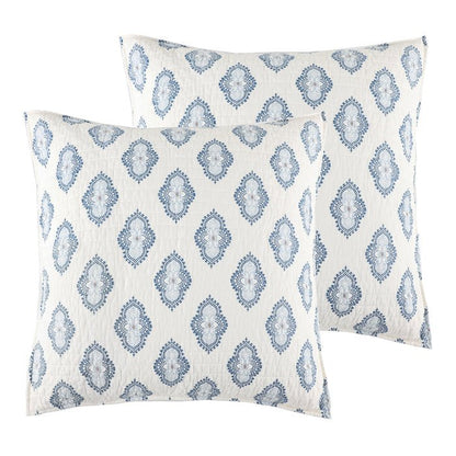Kasey Euro Sham Set of 2 - Coastal Euro Shams - Blue - Quahog Bay Bedding