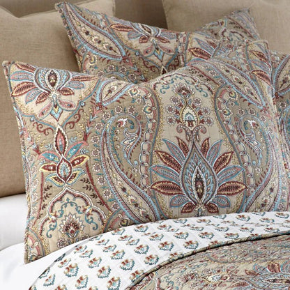 Kasey Quilt Set - Coastal Paisley Quilt - Taupe - Quahog Bay Bedding