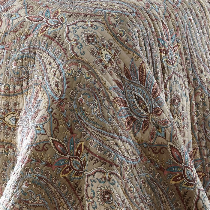 Kasey Quilt Set - Coastal Paisley Quilt - Taupe - Quahog Bay Bedding