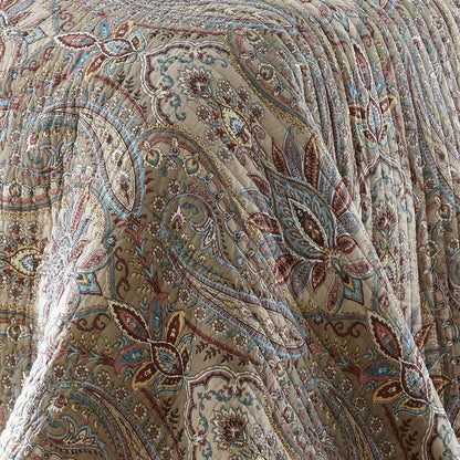 Kasey Quilt Set - Coastal Paisley Quilt - Taupe - Quahog Bay Bedding