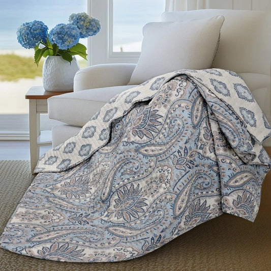 Kasey Quilted Throw Blanket - Blue - Quahog Bay Bedding