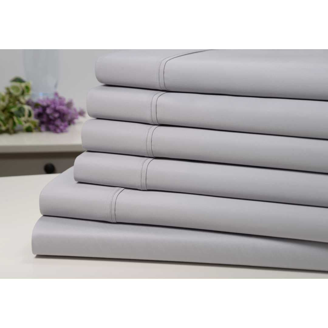 Kathy Ireland 1500 Thread Count Bamboo Cotton 6 pc Sheet Set - Quahog Bay Bedding