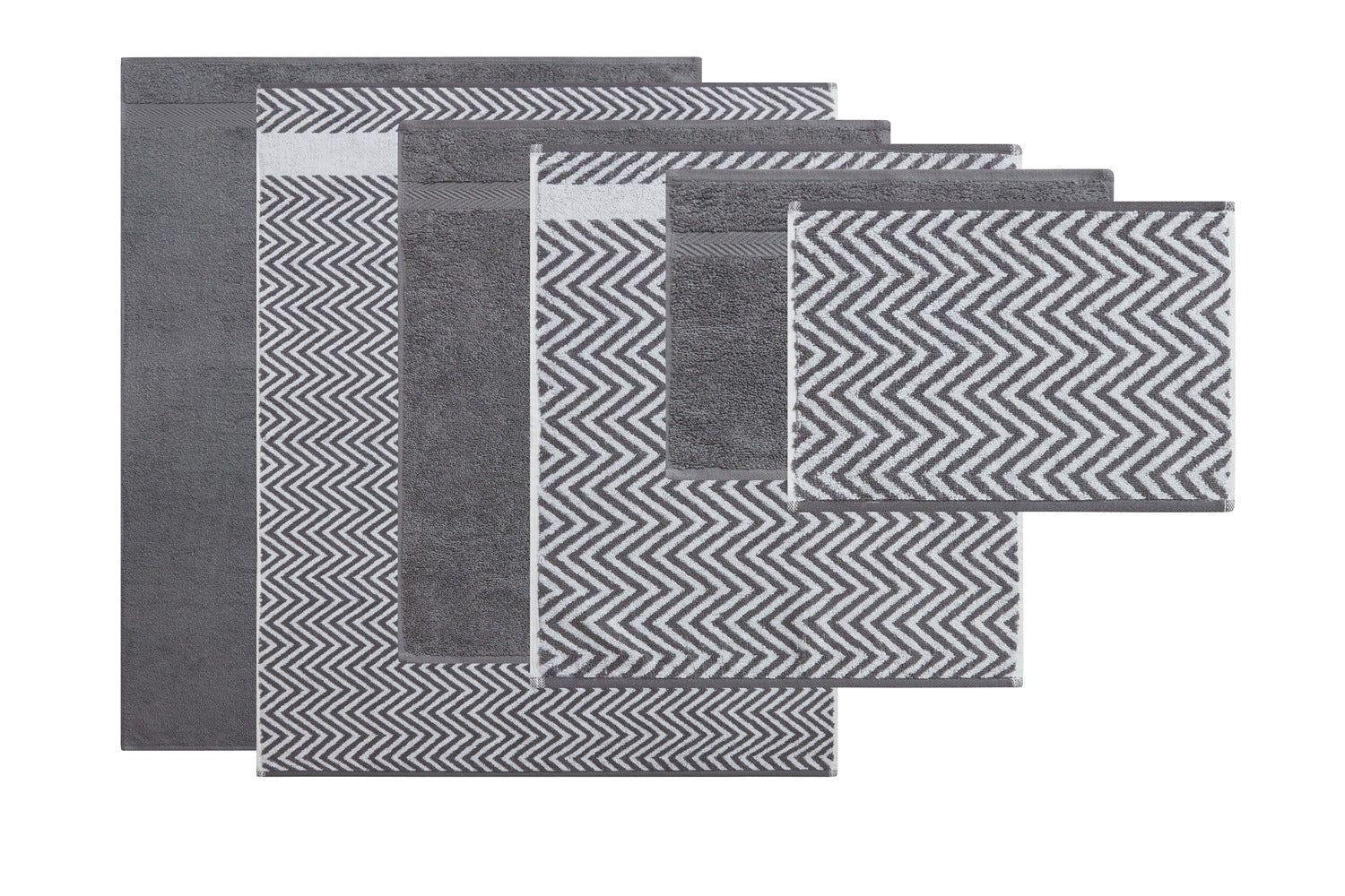 Kathy Ireland 6 Piece Chevron Jacquard Towel Set with Lets Dry - Quahog Bay Bedding