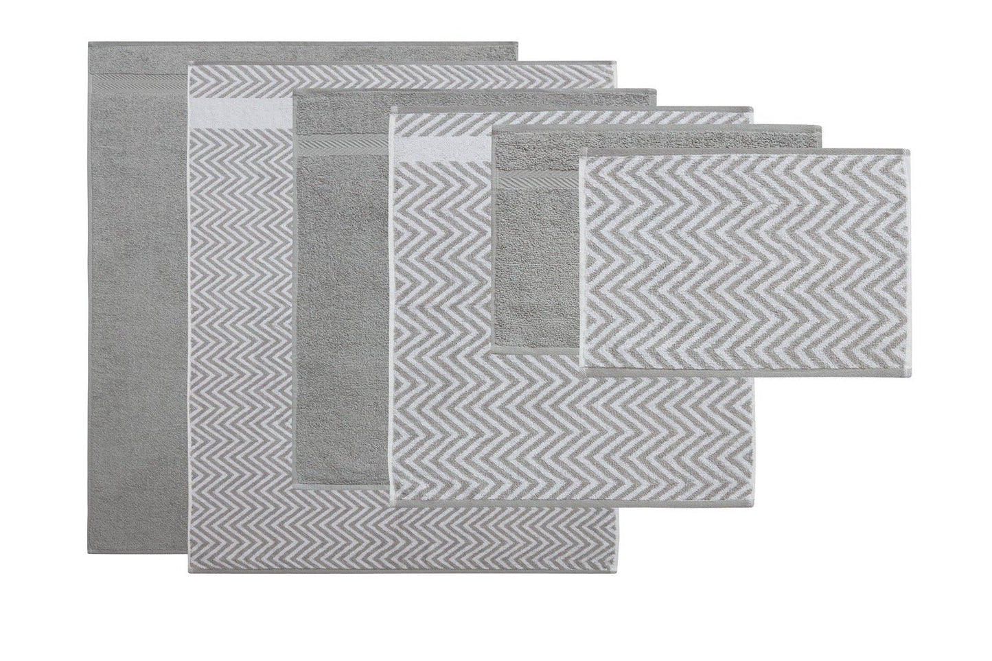 Kathy Ireland 6 Piece Chevron Jacquard Towel Set with Lets Dry - Quahog Bay Bedding