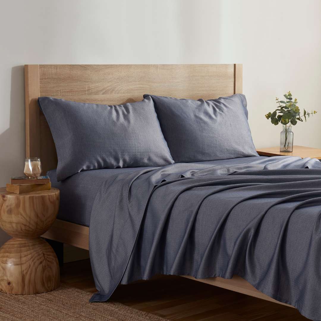 Kathy Ireland Herringbone Twill 4 Piece Cotton Rich Sheet Set - Quahog Bay Bedding