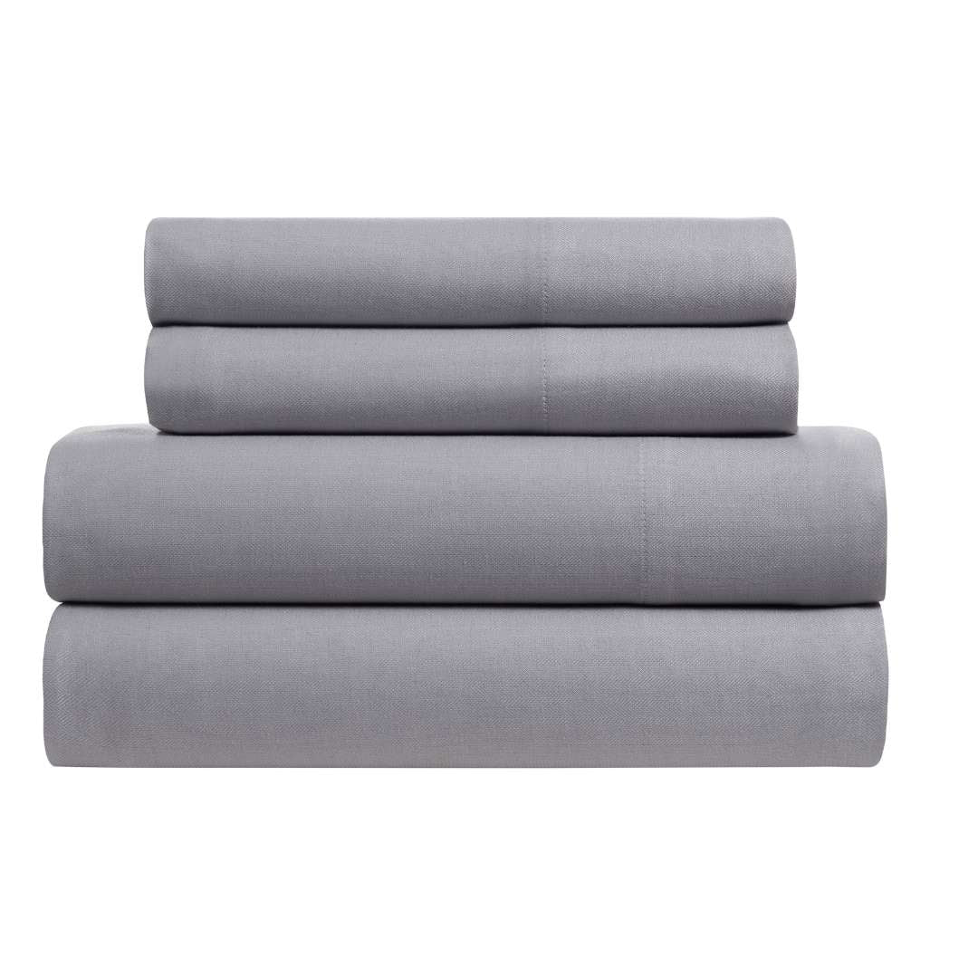 Kathy Ireland Herringbone Twill 4 Piece Cotton Rich Sheet Set - Quahog Bay Bedding