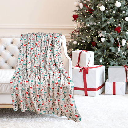 Kathy Ireland Holiday Print Plush Flannel Throw Blanket - Quahog Bay Bedding