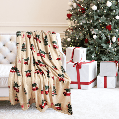 Kathy Ireland Holiday Print Plush Flannel Throw Blanket - Quahog Bay Bedding