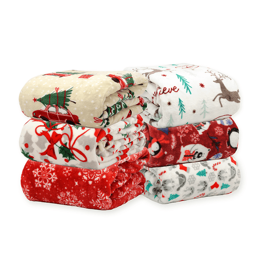 Kathy Ireland Holiday Print Plush Flannel Throw Blanket - Quahog Bay Bedding