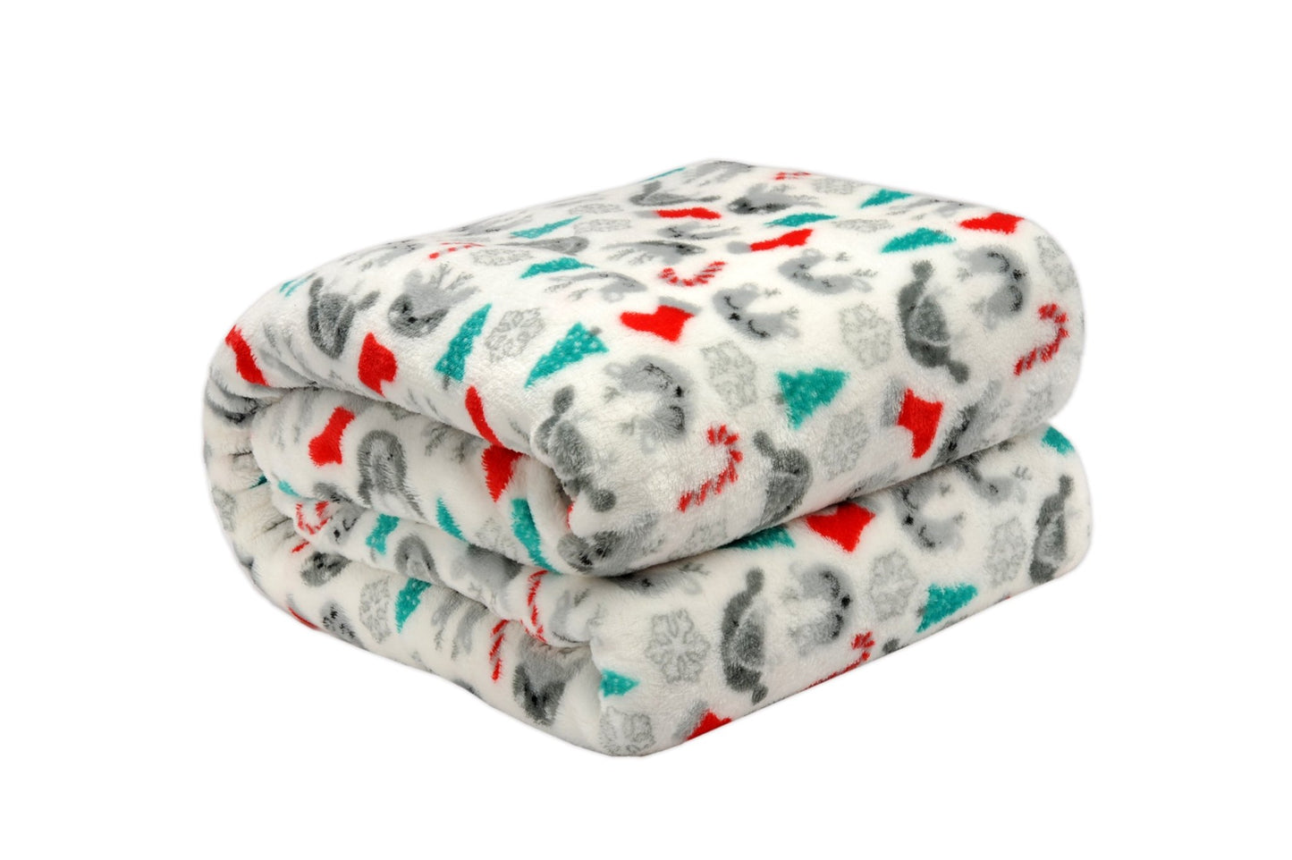 Kathy Ireland Holiday Print Plush Flannel Throw Blanket - Quahog Bay Bedding