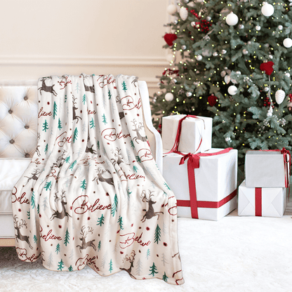 Kathy Ireland Holiday Print Plush Flannel Throw Blanket - Quahog Bay Bedding