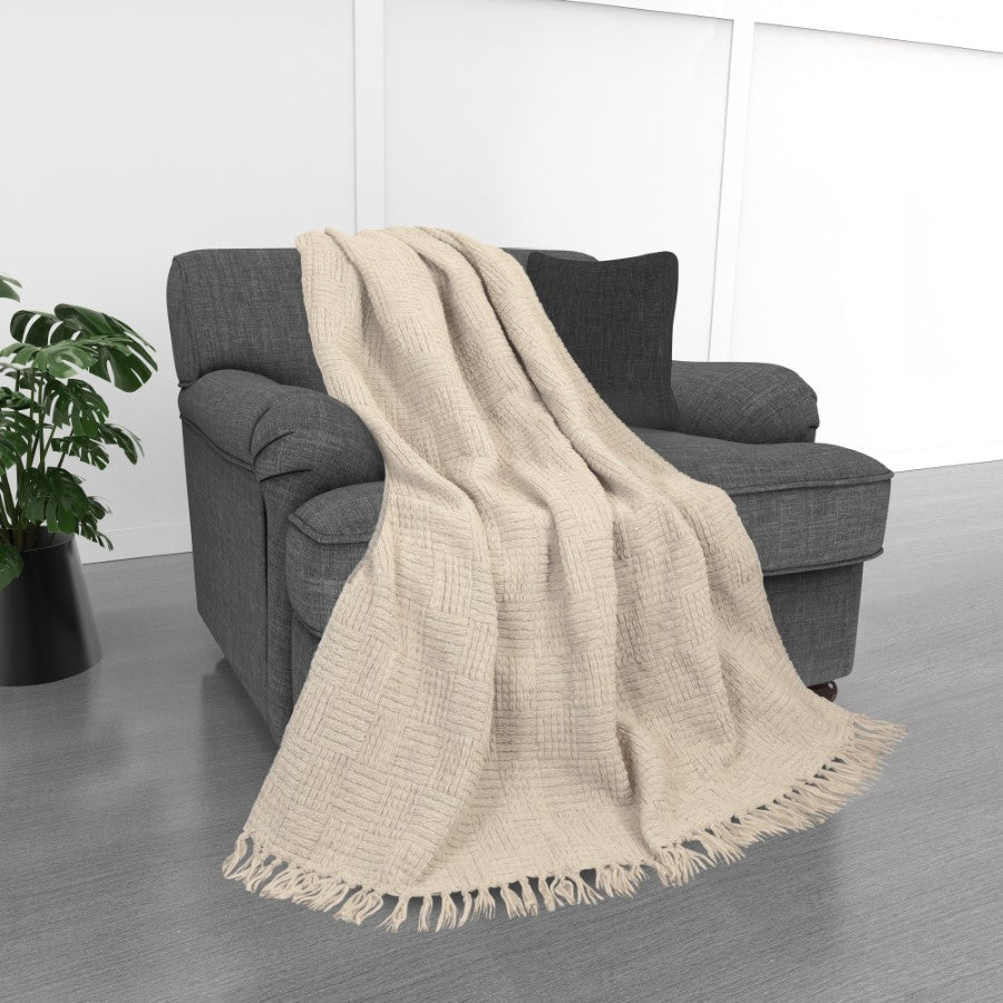 Kathy Ireland Oversized Chenille Fringed Basket Throw 50 X 70 - Quahog Bay Bedding