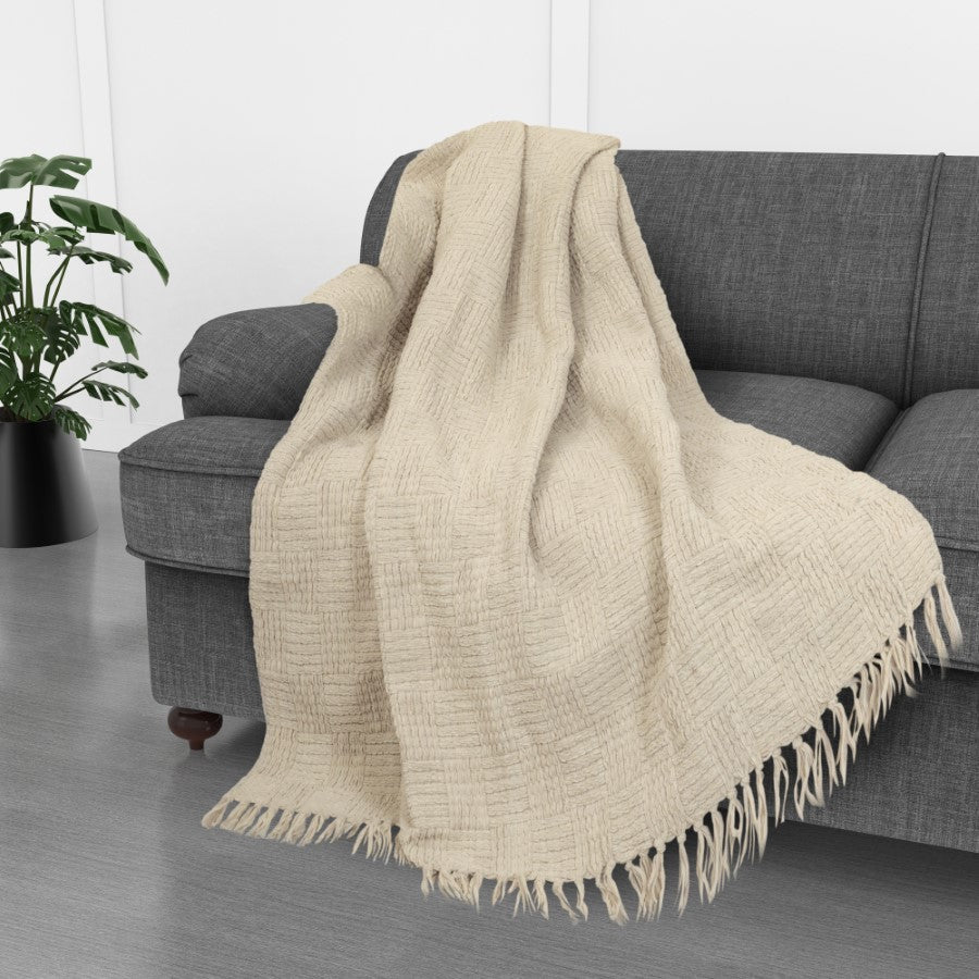 Kathy Ireland Oversized Chenille Fringed Basket Throw 50 X 70 - Quahog Bay Bedding