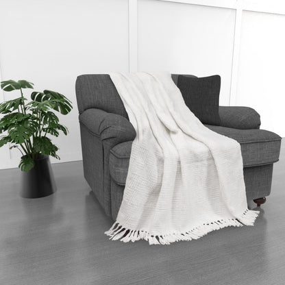 Kathy Ireland Oversized Chenille Fringed Basket Throw 50 X 70 - Quahog Bay Bedding