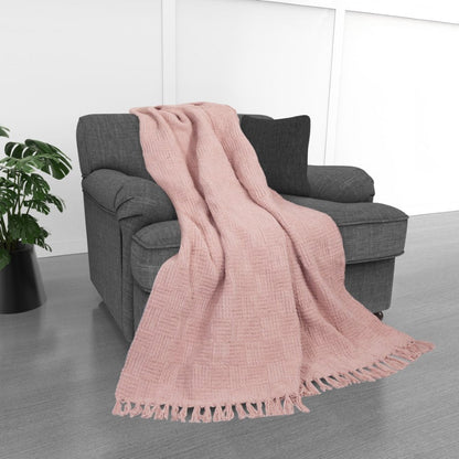 Kathy Ireland Oversized Chenille Fringed Basket Throw 50 X 70 - Quahog Bay Bedding