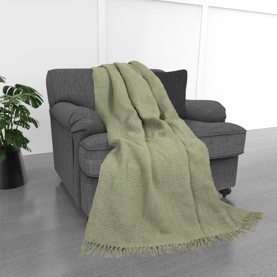 Kathy Ireland Oversized Chenille Fringed Basket Throw 50 X 70 - Quahog Bay Bedding