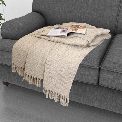 Kathy Ireland Oversized Chenille Fringed Basket Throw 50 X 70 - Quahog Bay Bedding