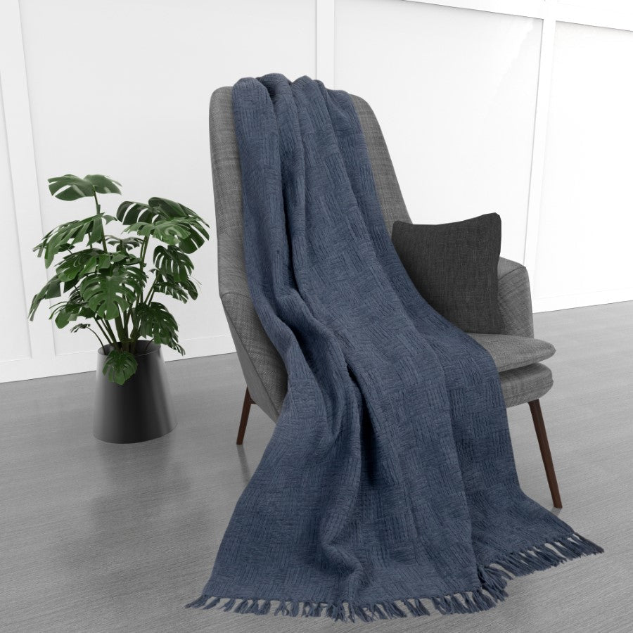 Kathy Ireland Oversized Chenille Fringed Basket Throw 50 X 70 - Quahog Bay Bedding