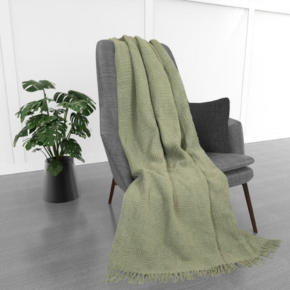 Kathy Ireland Oversized Chenille Fringed Basket Throw 50 X 70 - Quahog Bay Bedding