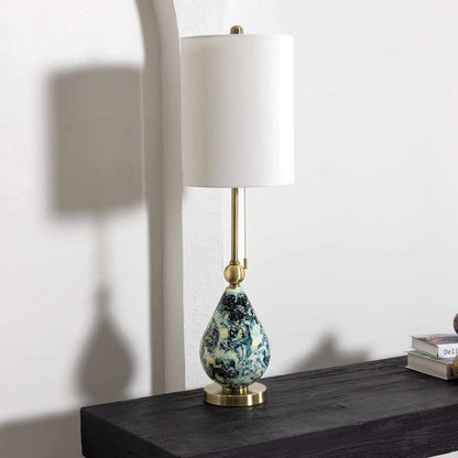 Katipunan Aqua Gold Metallic Brass Table Lamp - Quahog Bay Bedding