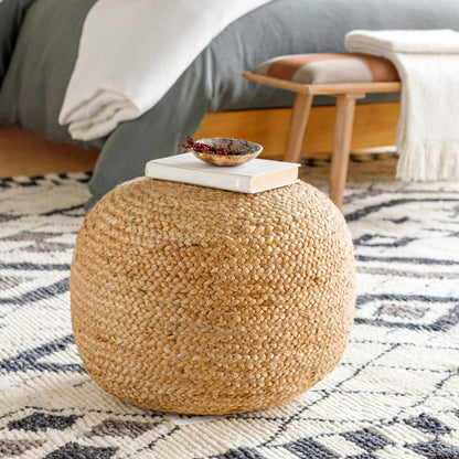 Kaumakani Knitted Jute Round Pouf - Quahog Bay Bedding