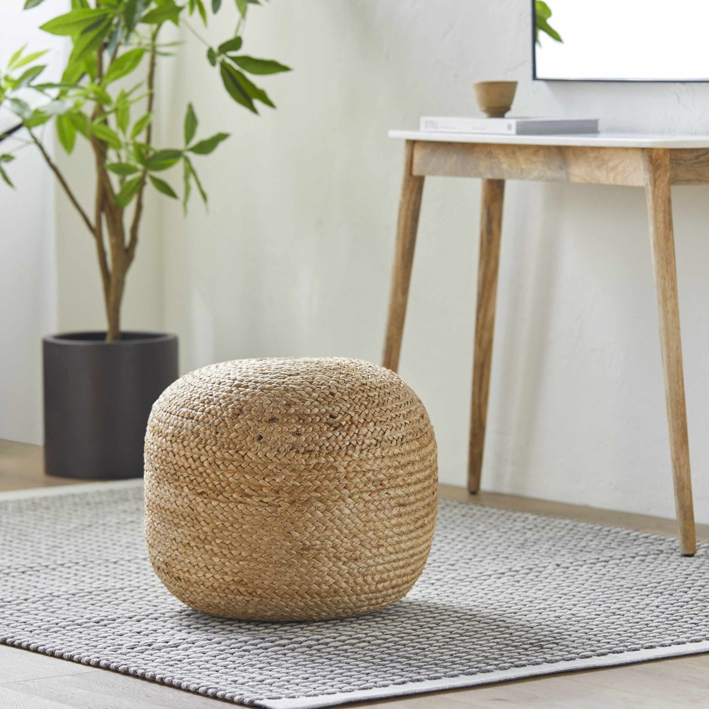 Kaumakani Knitted Jute Round Pouf - Quahog Bay Bedding