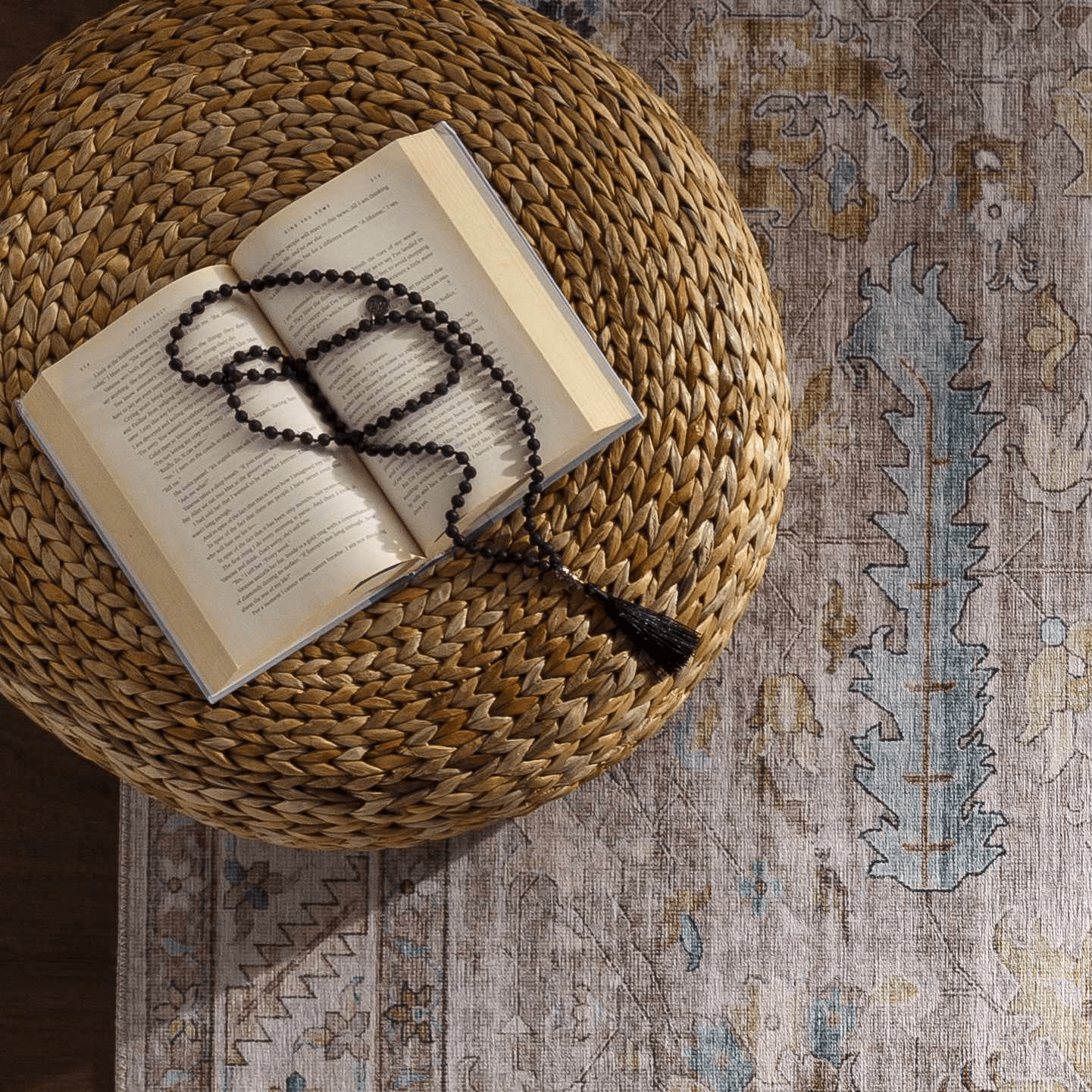 Kaumakani Knitted Jute Round Pouf - Quahog Bay Bedding