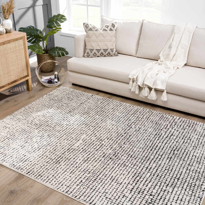 Keita Cream & Black Grid Plush Rug - Quahog Bay Bedding