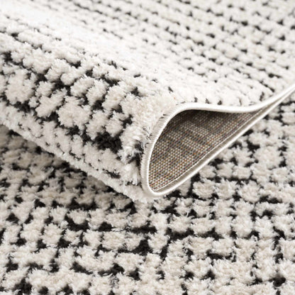 Keita Cream & Black Grid Plush Rug - Quahog Bay Bedding