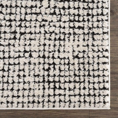 Keita Cream & Black Grid Plush Rug - Quahog Bay Bedding