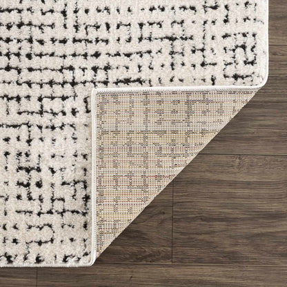 Keita Cream & Black Grid Plush Rug - Quahog Bay Bedding