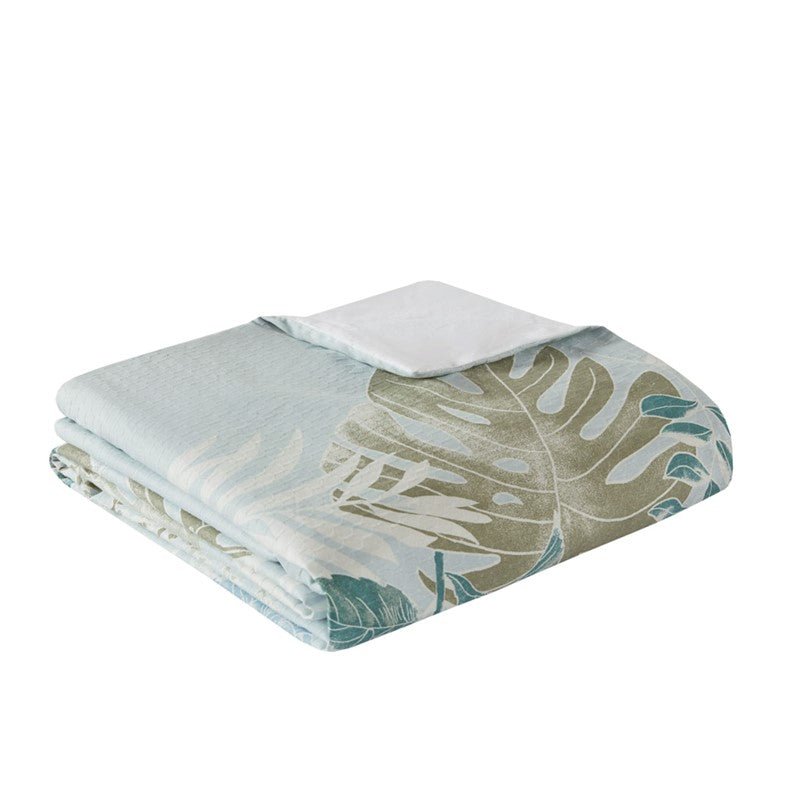 Kiawah Island 5 Piece Cotton Duvet Cover Set with Throw Pillow - Blue - Quahog Bay Bedding