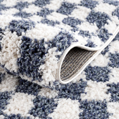 Kieu Blue & White Checkered Area Rug - Quahog Bay Bedding
