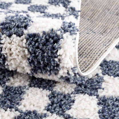 Kieu Blue & White Checkered Area Rug - Quahog Bay Bedding
