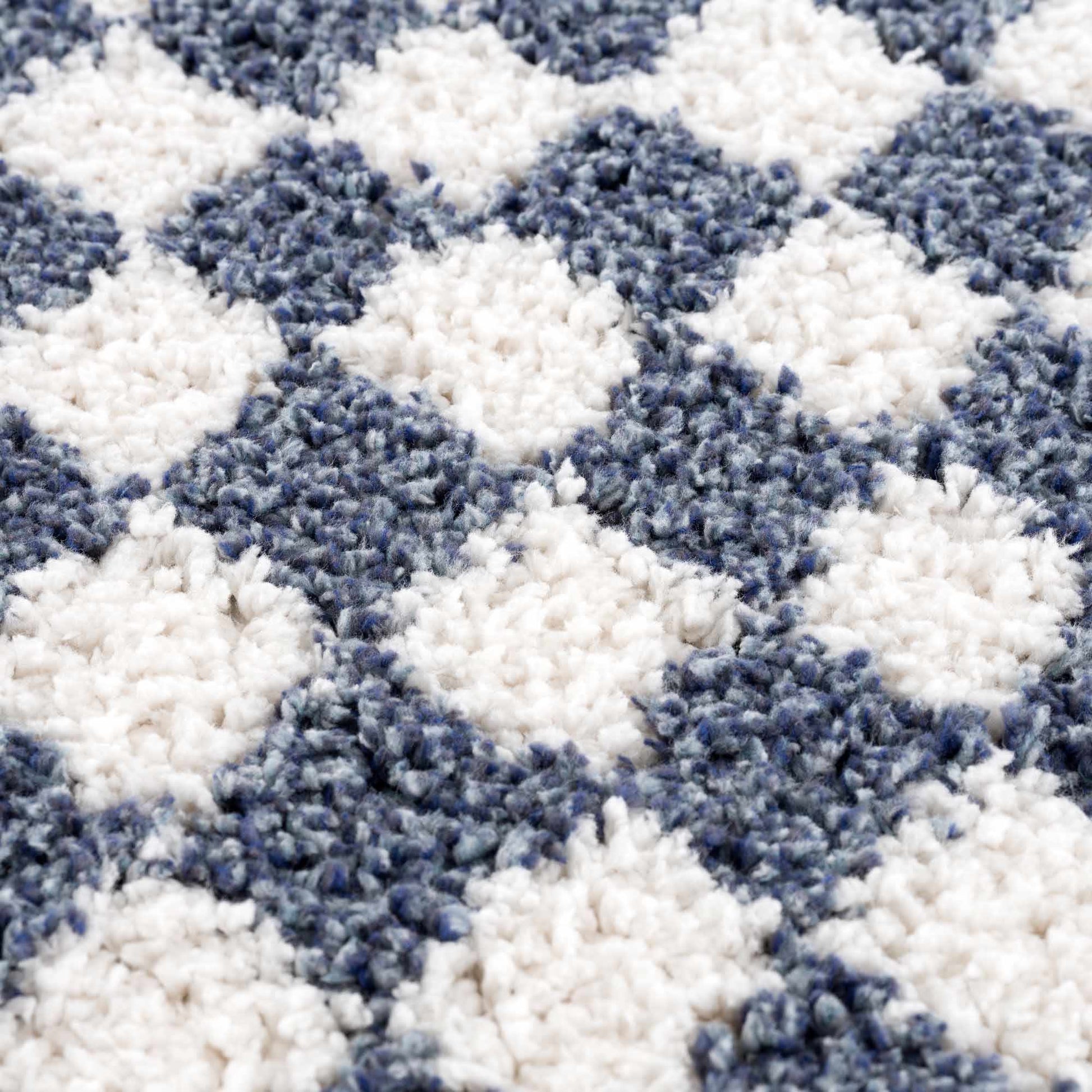 Kieu Blue & White Checkered Area Rug - Quahog Bay Bedding