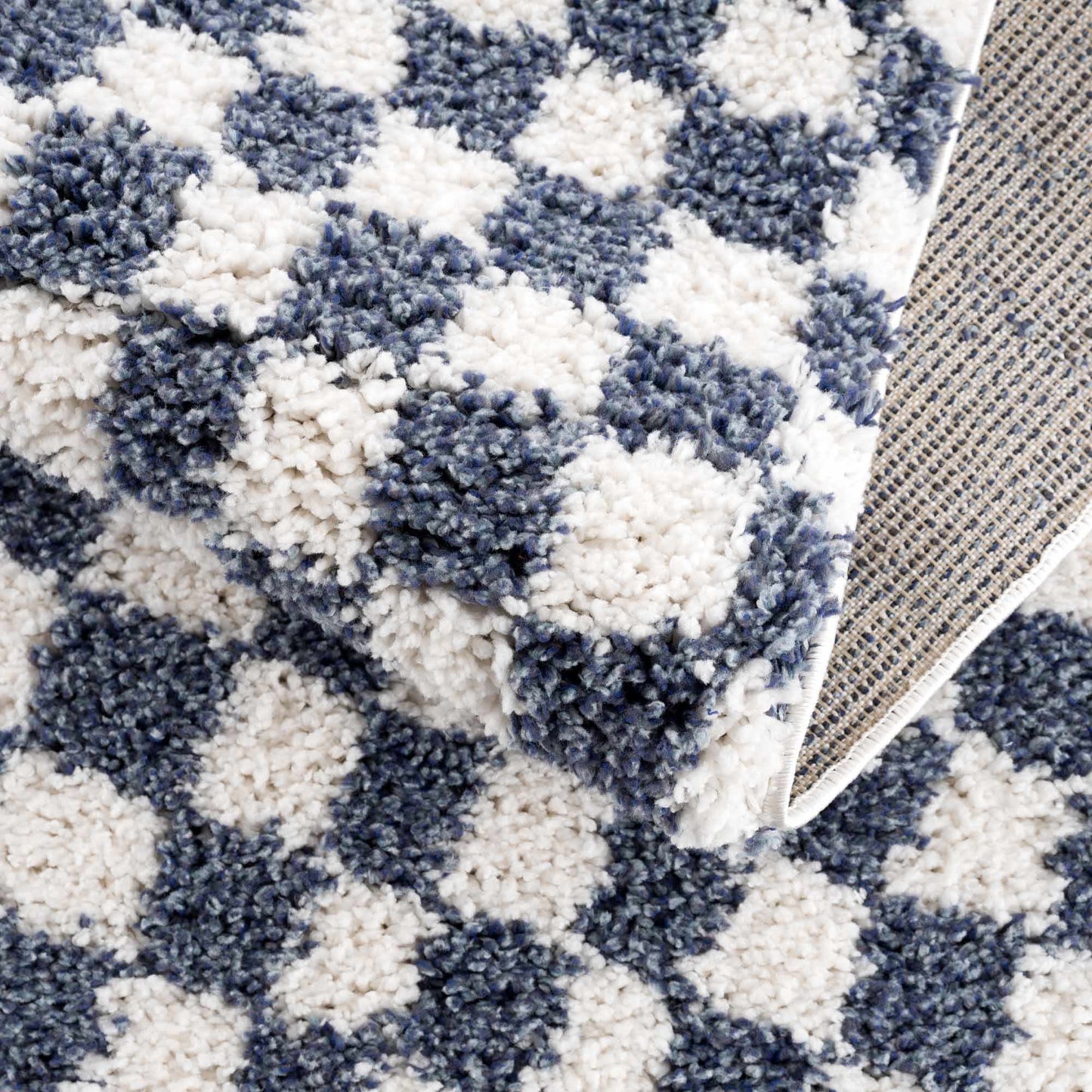 Kieu Blue & White Checkered Area Rug - Quahog Bay Bedding