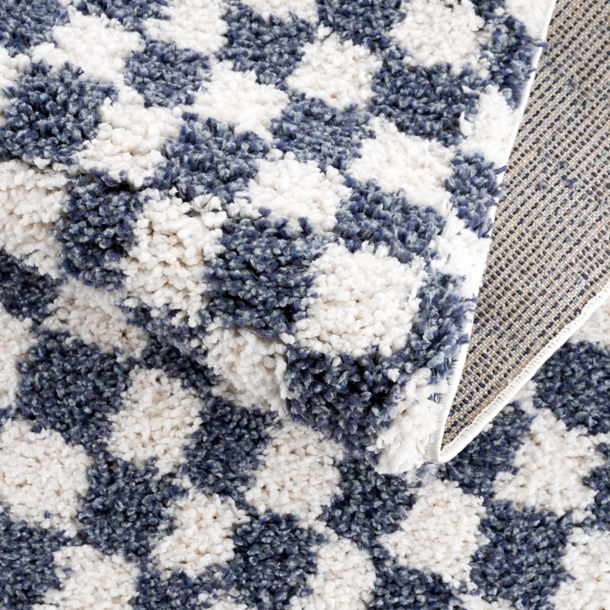 Kieu Blue & White Checkered Area Rug - Quahog Bay Bedding