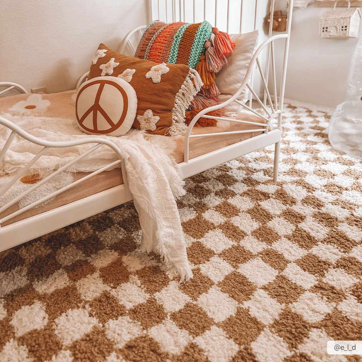Kieu Mustard & Ivory Checkered Area Rug - Quahog Bay Bedding