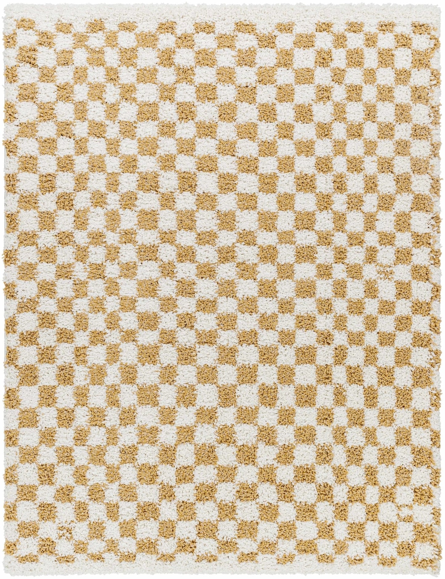Kieu Mustard & Ivory Checkered Area Rug - Quahog Bay Bedding