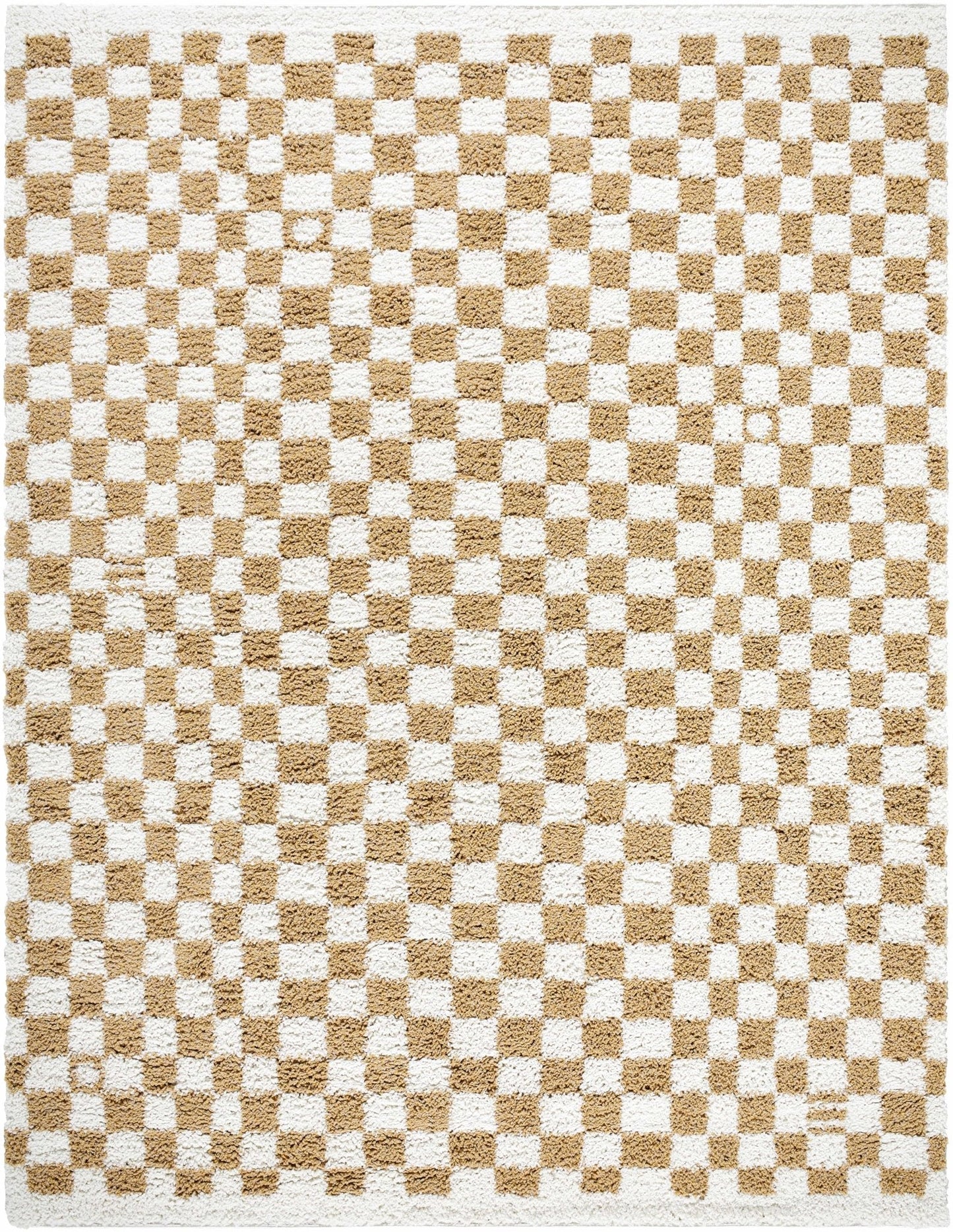 Kieu Mustard & Ivory Checkered Area Rug - Quahog Bay Bedding