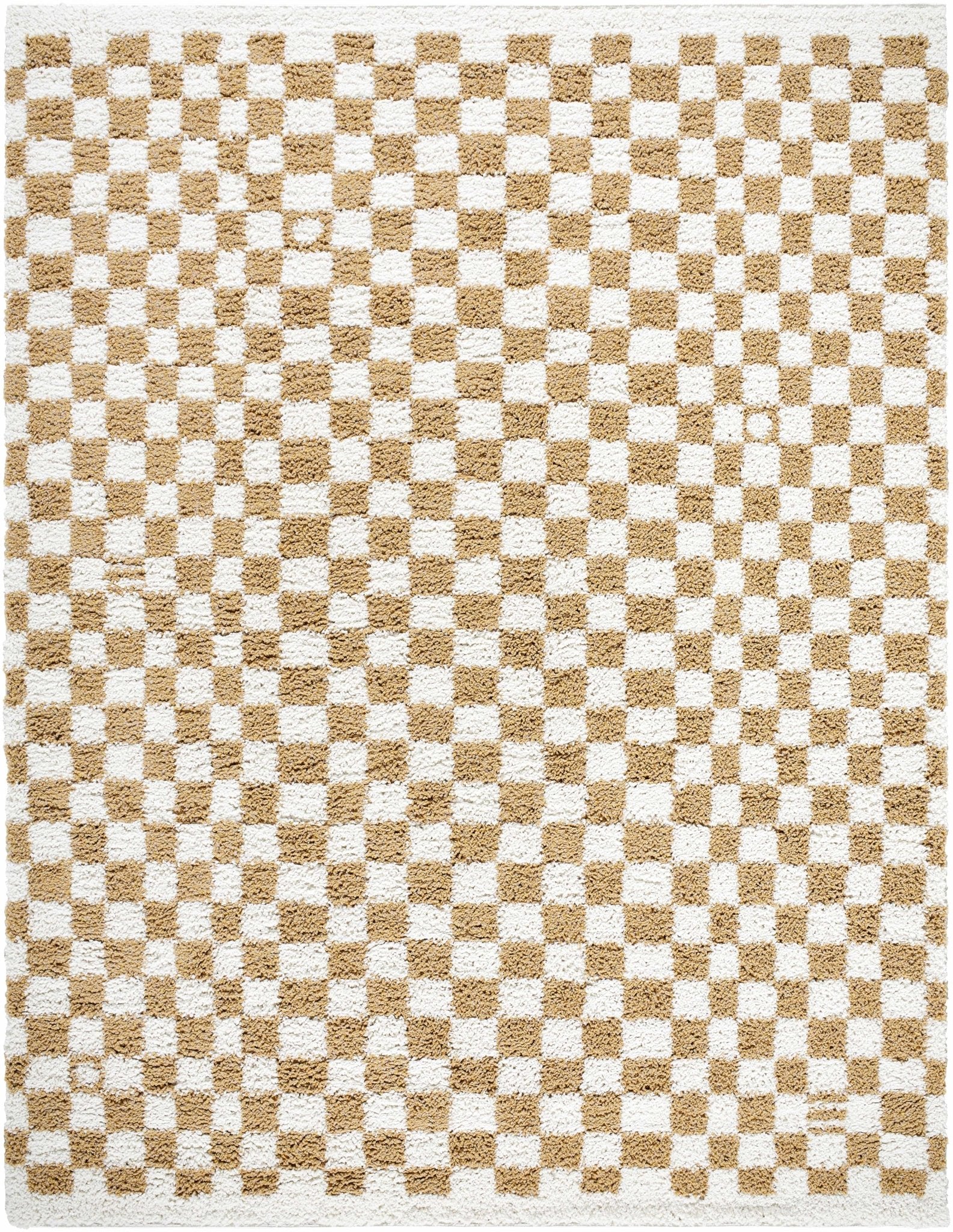 Kieu Mustard & Ivory Checkered Area Rug - Quahog Bay Bedding