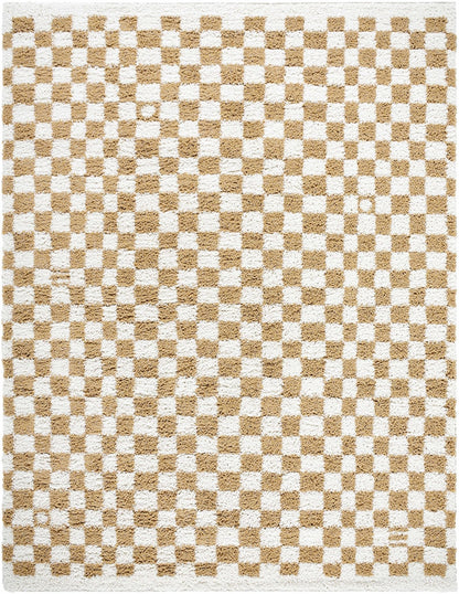 Kieu Mustard & Ivory Checkered Area Rug - Quahog Bay Bedding