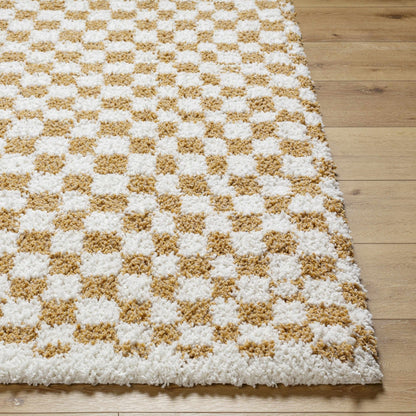 Kieu Mustard & Ivory Checkered Area Rug - Quahog Bay Bedding