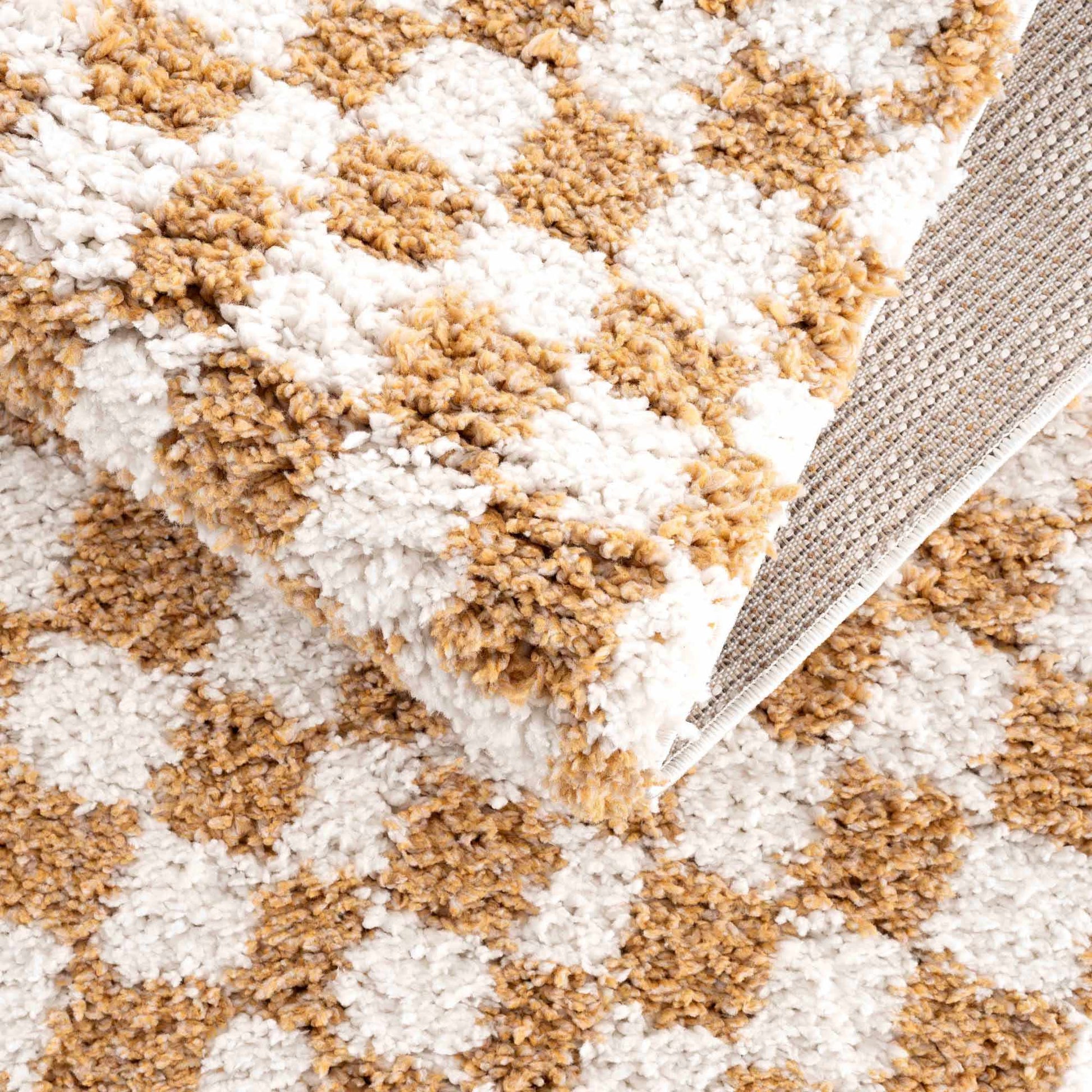 Kieu Mustard & Ivory Checkered Area Rug - Quahog Bay Bedding