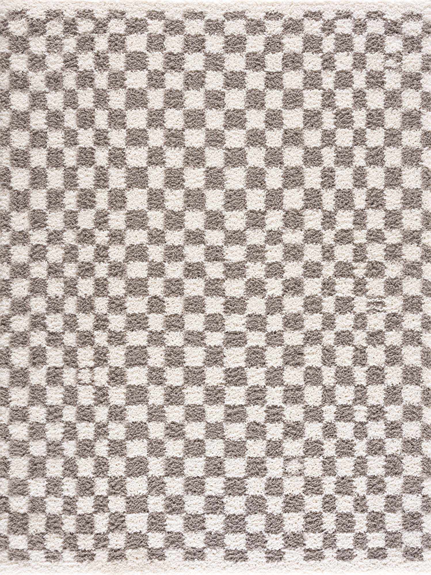 Kieu Taupe Checkered Plush Rug - Quahog Bay Bedding