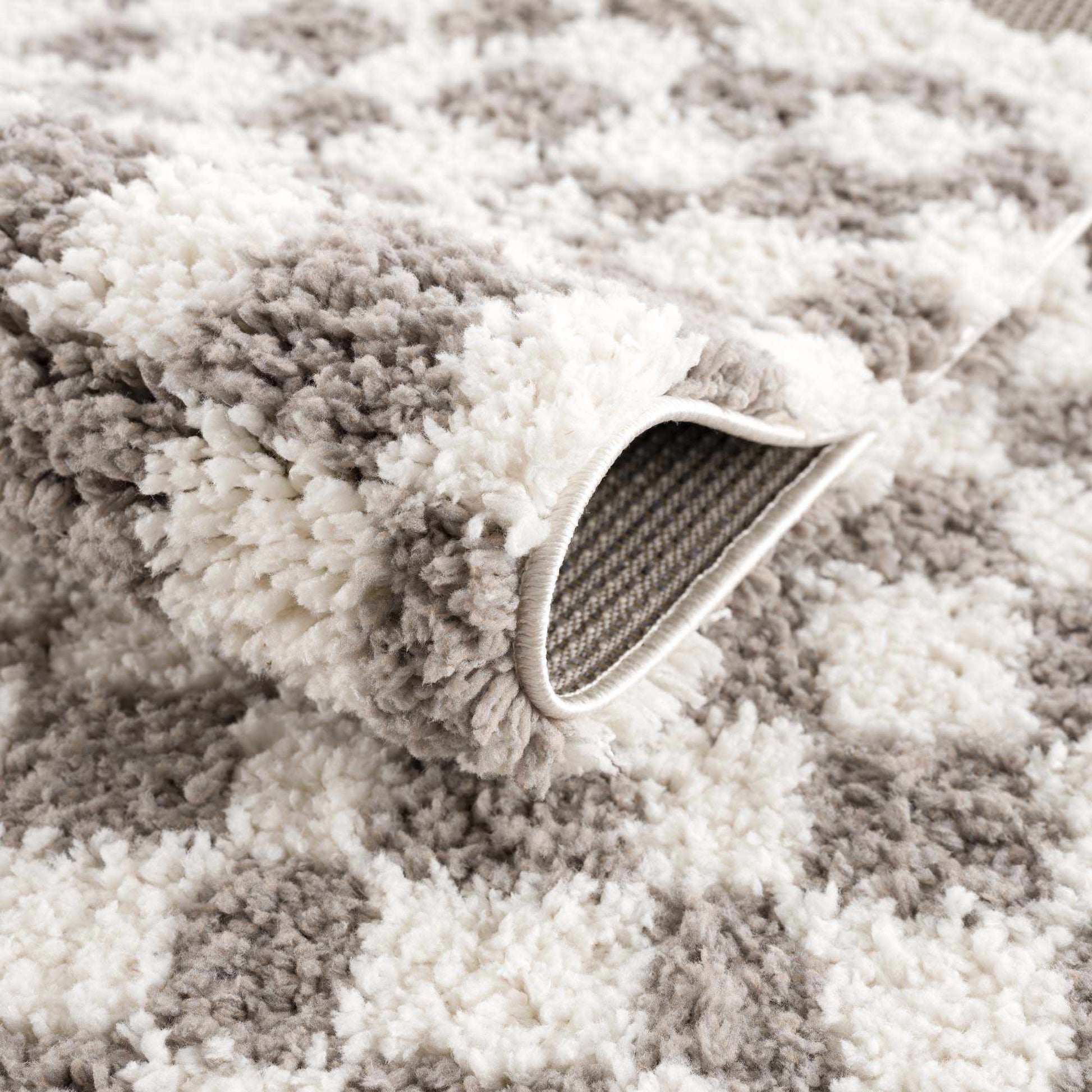 Kieu Taupe Checkered Plush Rug - Quahog Bay Bedding